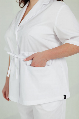 Блуза на пуговицах PLUS SIZE, белая