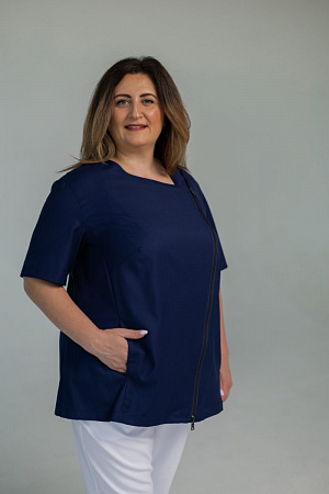 Блуза на молнии PLUS SIZE, синяя  в Санкт-Петербурге 3