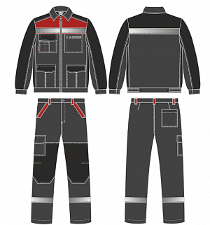 Костюм ProfLineBase-1 (тк.Твил,210) брюки, т.серый/черный/красный PROFLINE в Санкт-Петербурге